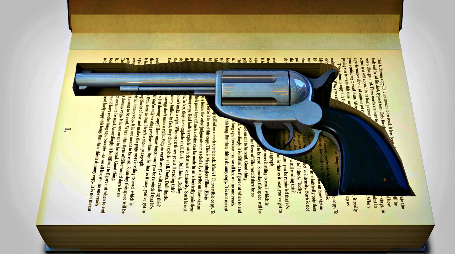 Featured | A hardback book with a cutaway area in the pages concealing a metal pistol on an isolated background | Gun Storage Solutions: How To Hide Your Guns