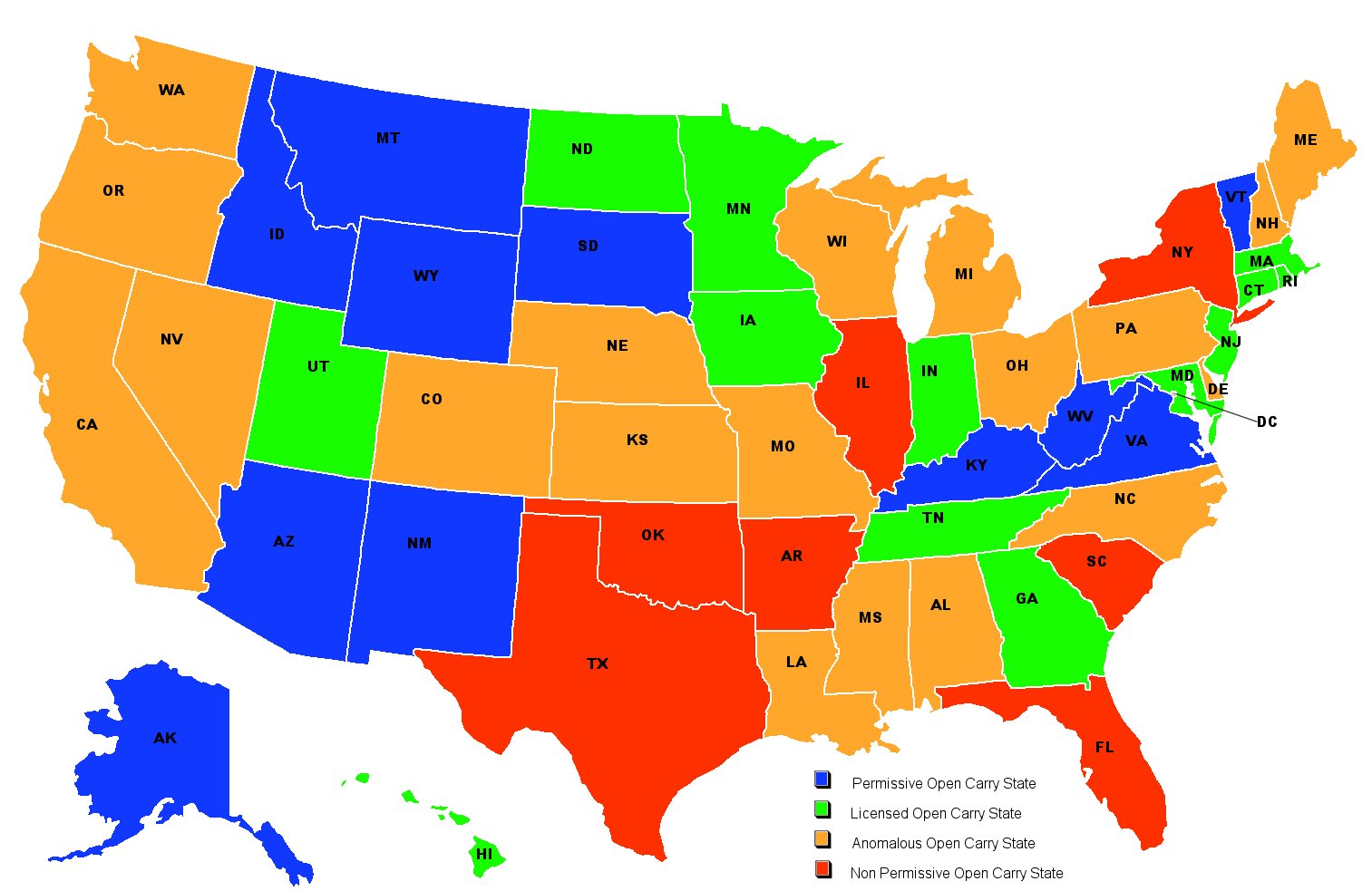 Open Gun Carry States Map