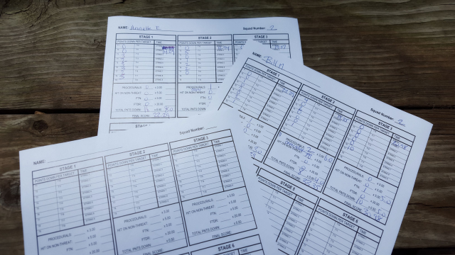 IDPA scoring sheets