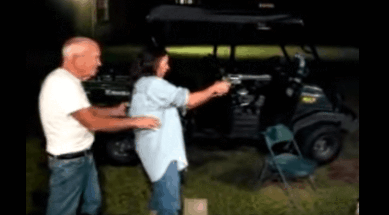 drunk lady with gun
