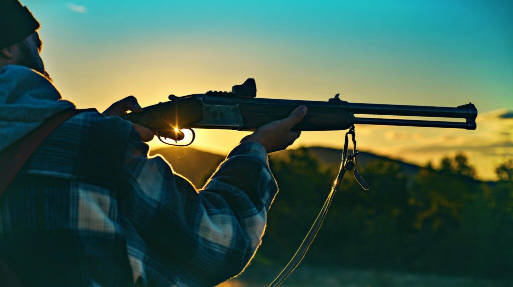 Feature | Hunter with shotgun gun on hunt | Awesome Guns For Mountain Hunting